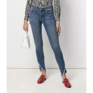 Frame Le Skinny De Jeanne fringe tulip hem jeans Size 32 Inseam 28" medium wash